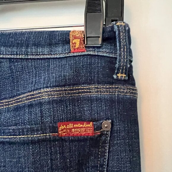 7 For All Mankind Ginger Wide Leg Flare Dark Wash Blue Jeans - Picture 4 of 6